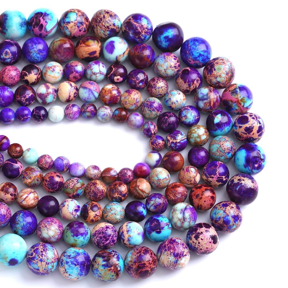 7157 12MM 30PCS Natural Stone Galaxy Purple Sea Sediment Imperial Jasper
